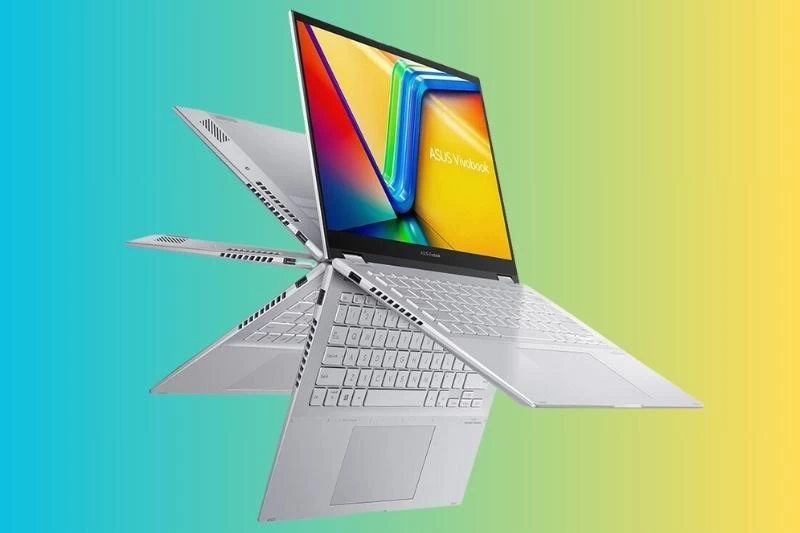  Laptop ASUS Vivobook S 14 Flip còn sở hữu bản lề Ergolift vô cùng linh hoạt