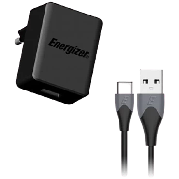 Sạc Energizer Quick Charge Qualcomm 3.0 18W kèm cáp USB Type-C -AC1Q3EUUC23 Black