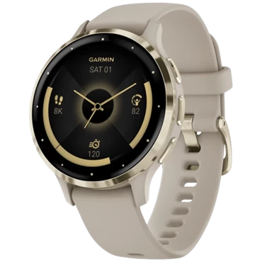 Đồng hồ thông minh Garmin GPS Venu 3S, Trắng ngà viền vàng nhạt-TBH-122 Thái Hà - TBH Xám Viền Vàng