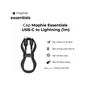 Cáp Mophie Essentials USB-C to Lightning 1M - Chính hãng Màu Đen